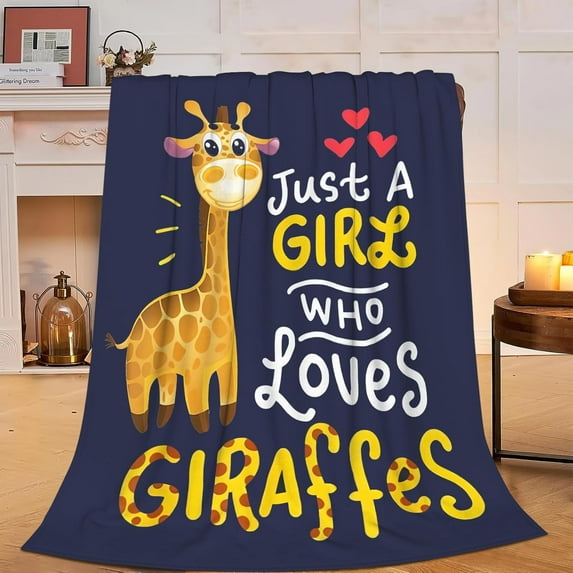 Gifaffe Blanket Super Cozy Soft Gifaffe Throw Blanket Warm Plush Fluffy Juts a Girl Who Loves Gifaffe Stuff Fleece Flannel Gifts Blankets for Women Girls Boys Adults 80"X60"