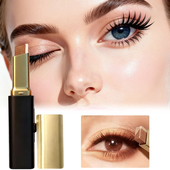 Gifesty Two Tone Gradient Shimmer Eyeshadow Stick, All-in-One Waterproof Long-lasting Cream Shadow Pen for Quick Layered Eye Looks