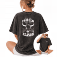 thumbnail image 1 of Giffimy If I'm The Problem Then You Might Be The Reason Bull Skull Wash Print Tshirt S-2XL Washed Black Graphic Tees Casual Shirts for Western Tops, 1 of 4