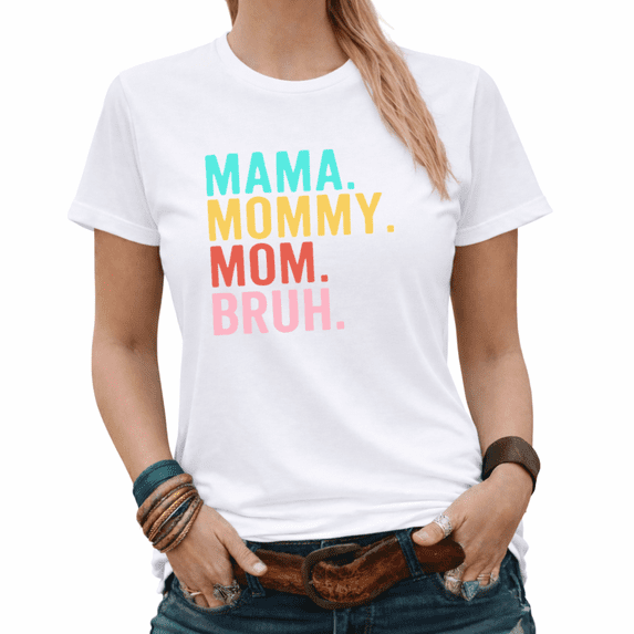 Giffimy Mama Mommy Mom Bruh Womens Print Tshirt Graphic Tees White/Black S-5XL Tops