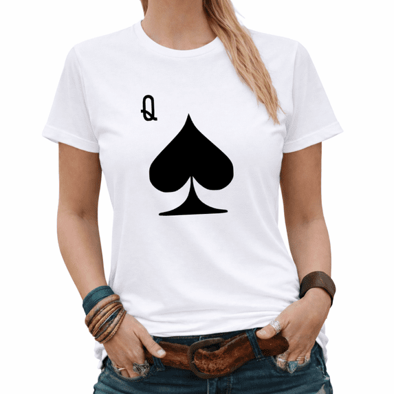 Giffimy Queen Of Spades Womens Print Tshirt Graphic Tees White/Black S-5XL Tops