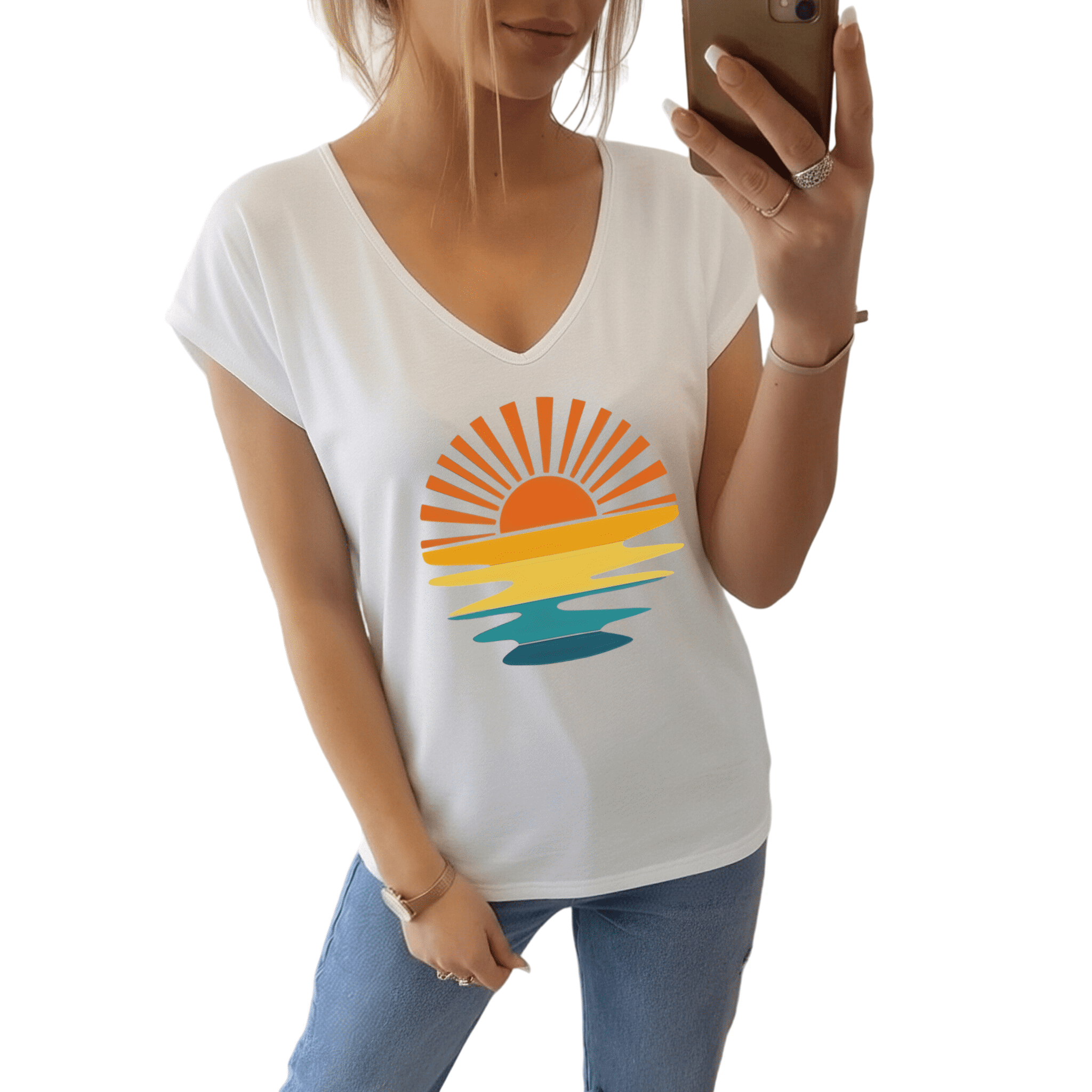 Giffimy Retro Abstract Sun Birthday Present V-neck Print Tshirt Graphic ...