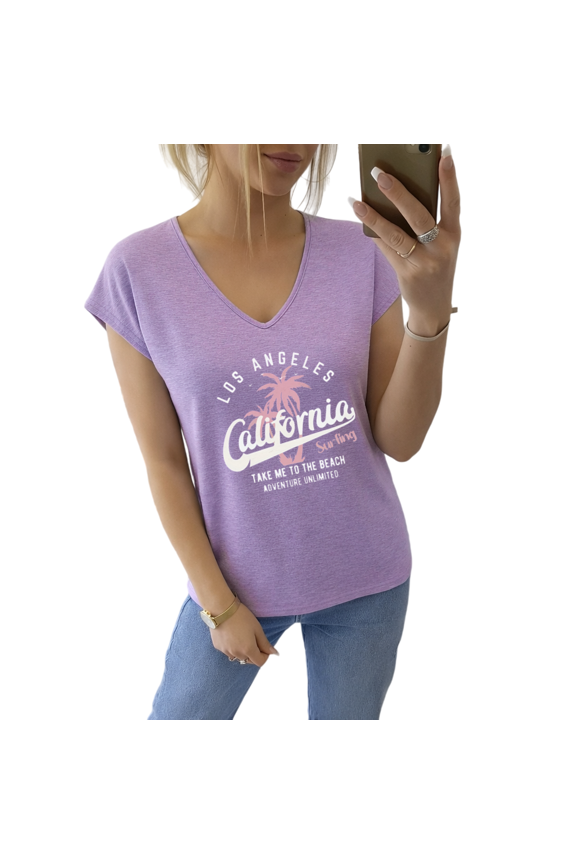 Retro LA Palm Tree Birthday Present V-neck Print Tshirt Graphic Tees Shirts Gray S-5XL Tops