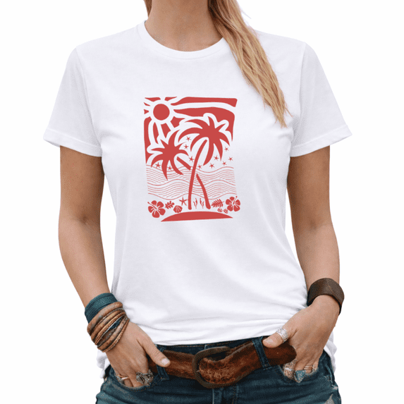 Giffimy Summer Vacation Womens Print Tshirt Graphic Tees White/Black S-5XL Tops