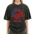 thumbnail image 1 of Giffimy Woman Vintage Washed USA Soccer American Flag Graphic T-Shirt Short Sleeve S-2XL Distressed Relaxed Fit Tee, 1 of 5