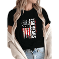 thumbnail image 1 of Giffimy Women 250 Years 1776-2026 Distressed Patriotic American Flag Graphic Short Sleeve T-Shirt Casual Cotton Crewneck Top Black S-5XL, 1 of 5