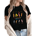 thumbnail image 1 of Giffimy Women All Feelings Are Okay Crayon Emotions Graphic Short Sleeve T-Shirt Casual Cotton Crewneck Top, 1 of 5