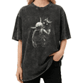thumbnail image 1 of Giffimy Women Astronaut Space Aesthetic Graphic Vintage Washed T-Shirt Short Sleeve Black S-2XL, 1 of 5