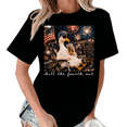 thumbnail image 1 of Giffimy Women Chill The Fourth Out Cool Duck USA Flag Fireworks 4Th Of July Patriotic Crew Neck Short Sleeve S-5XL Black Tops, 1 of 5