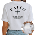 thumbnail image 1 of Giffimy Women Faith Over Fear 2 Corinthians 5 Christian Cross Graphic Tee Crew Neck Short Sleeve S-5XL White Tops, 1 of 5