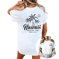 thumbnail image 1 of Giffimy Women Hawaii Positive Vibes Palm Tree Graphic Tees T-Shirt Tops Round Neck Cotton T-Shirt White S-5XL, 1 of 5