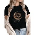 thumbnail image 1 of Giffimy Women Leopard Print Sun Moon Celestial Graphic Tees T-Shirt Tops Round Neck Printed Cotton T-Shirt Black S-5XL, 1 of 5