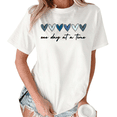 thumbnail image 1 of Giffimy Women One Day At A Time Blue Hearts Graphic Crew Neck Daily Casual Short Sleeve S-5XL White Tops, 1 of 5