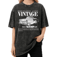 thumbnail image 1 of Giffimy Women Retro Classic Car Print Short Sleeve Vintage Washed Cotton T-Shirt Black S-2XL, 1 of 5