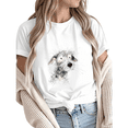 thumbnail image 1 of Giffimy Women Scribble Dog Art Graphic Tees T-Shirt Tops Round Neck Printed Cotton T-Shirt White S-5XL, 1 of 5