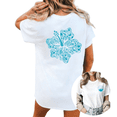 thumbnail image 1 of Giffimy Women Turquoise Blue Hibiscus Flower Ocean Beach Graphic Tees T-Shirt Tops Round Neck Cotton T-Shirt White S-5XL, 1 of 5