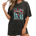 thumbnail image 1 of Giffimy Women US Flag Daisy Vintage Washed T-Shirt Short Sleeve Relaxed Fit Black S-2XL, 1 of 5