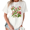 thumbnail image 1 of Giffimy Women Vintage Honeysuckle Flower Bee Botanical Branch Graphic Crew Neck Daily Casual Short Sleeve S-5XL White Tops, 1 of 5