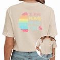 thumbnail image 1 of Giffimy Women's Apricot Rainbow Brain Back Print Tee Vintage Washed T-Shirt Short Sleeve Relaxed Fit Top, 1 of 6