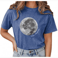 thumbnail image 1 of Giffimy Women's Blue Grey Moon Graphic Vintage Washed T-Shirt Short Sleeve Crew Neck Relaxed Fit Top, 1 of 6