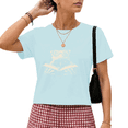 thumbnail image 1 of Giffimy Women's Blue Vintage Eyeglasses Reading Frog Sketch Graphic Short Sleeve Crop T-Shirt Soft XS-XL Top, 1 of 6