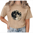 thumbnail image 1 of Giffimy Women's Brown Copy Moon Joy Tee Vintage Washed T-Shirt Short Sleeve Crew Neck Relaxed Fit Top, 1 of 6