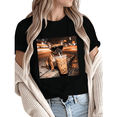 thumbnail image 1 of Giffimy Women's Cool French Bulldog With Sunglasses Drinking Boba Trail Graphic Short Sleeve T-Shirt Breathable Crewneck Top, 1 of 5