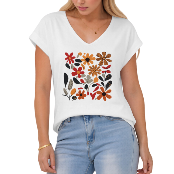 Giffimy Women's Fall Floral Print V-Neck Sleeveless T-Shirt S-5XL Soft Casual Tank Top