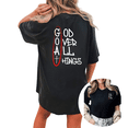 thumbnail image 1 of Giffimy Women's God Over All Things Christian Cross Double Sided Letter Graphic Short Sleeve T-Shirt Comfortable Crewneck Top, 1 of 5