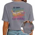 thumbnail image 1 of Giffimy Women's Gray Let Them Layered Text Graphic Short Sleeve T-Shirt Oversized Fit Top, 1 of 5