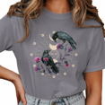 thumbnail image 1 of Giffimy Women's Grey Mystical Raven Graphic Short Sleeve T-Shirt Soft Cotton Crewneck Top, 1 of 5