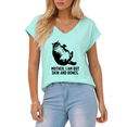 thumbnail image 1 of Giffimy Women's Heather Retro Chonky Cat Quote Print Blue S-5XL V-Neck Sleeveless T-Shirt Casual Summer Tank Top, 1 of 6