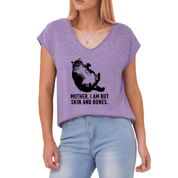 Giffimy Women's Heather Retro Chonky Cat Quote Print Purple S-5XL V-Neck Sleeveless T-Shirt Casual Summer Tank Top