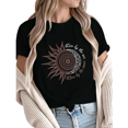 thumbnail image 1 of Giffimy Women's Live By The Sun Brown Moon Graphic Casual Cotton Crewneck T-Shirt Black S-5XL, 1 of 5