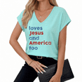 thumbnail image 1 of Giffimy Women's "Loves Jesus and America Too" Patriotic V-Neck Sleeveless T-Shirt Casual Summer Tank Top, 1 of 6