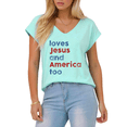 thumbnail image 1 of Giffimy Women's Patriotic Christian "Loves Jesus and America Too" V-Neck Sleeveless T-Shirt S-5XL Soft Casual Tank Top, 1 of 6