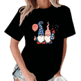 thumbnail image 1 of Giffimy Women's Patriotic USA Gnome Balloon Print Short Sleeve T-Shirt Black S-5XL Relaxed Fit Cotton Top, 1 of 5