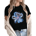 thumbnail image 1 of Giffimy Women's Perfect Is Boring Abstract Blue Flower Halftone Graphic Short Sleeve T-Shirt Breathable Crewneck Top, 1 of 5