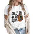thumbnail image 1 of Giffimy Women's Religious Christian Call On Jesus Vintage Cellphone Star Graphic Print Short Sleeve T-Shirt Breathable Loose Crewneck Top, 1 of 5