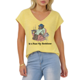 thumbnail image 1 of Giffimy Women's Retro Cozy Bear Print Yellow S-5XL V-Neck Sleeveless T-Shirt Book Lover Gift Tank Top, 1 of 6