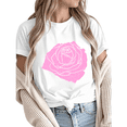 thumbnail image 1 of Giffimy Women's Rose Floral Graphic Short Sleeve T-Shirt Casual Cotton Crewneck Top White S-5XL, 1 of 5