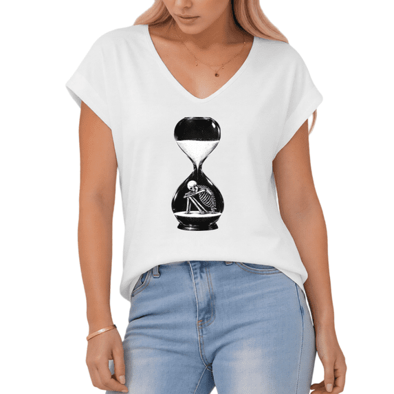 Giffimy Women's Skeleton in Hourglass V-Neck Sleeveless T-Shirt S-5XL Soft Casual Tank Top