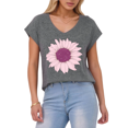 thumbnail image 1 of Giffimy Women's Soft Pink Sunflower Floral Dark Gray V-Neck Sleeveless T-Shirt Casual Daily Tank Top, 1 of 6