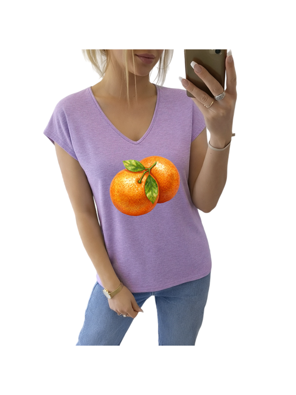 Women's Stylish Glossy Twin Fresh Citrus Fruit Graphic V-Neck Sleeveless T-Shirt Comfort Basic Casual Tank Top for Spring Daily Casual Shopping and Daily Errands Planning