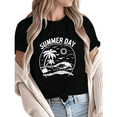 thumbnail image 1 of Giffimy Women's Summer Day Beach Palm Tree Graphic Short Sleeve T-Shirt Casual Cotton Crewneck Top, 1 of 5
