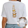 thumbnail image 1 of Giffimy Women's Vertical Butterfly Collection Graphic White Short Sleeve T-Shirt S-5XL Fashion Crewneck Top, 1 of 5