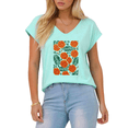 Giffimy Women's Vibrant Marigold Pattern Blue V-Neck Sleeveless T-Shirt ...