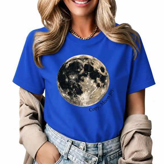 Giffimy Women's Vintage Realistic Full Moon Copy Moon Joy Graphic Cropped Short Sleeve T-shirt Relaxed Classic Fit Casual Top For Astronomy Night Sky Lovers