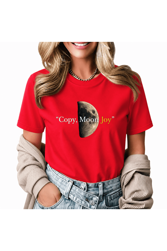 Women's Vintage Realistic Half Moon Copy Moon Joy Quote Graphic Cropped Short Sleeve T-shirt Classic Relaxed Fit Casual Tee For Astronomy Night Sky Aesthetic Lovers