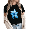 thumbnail image 1 of Giffimy Women's Watercolor Blue Lily Floral Graphic Short Sleeve T-Shirt Breathable Cotton Crewneck Top, 1 of 5